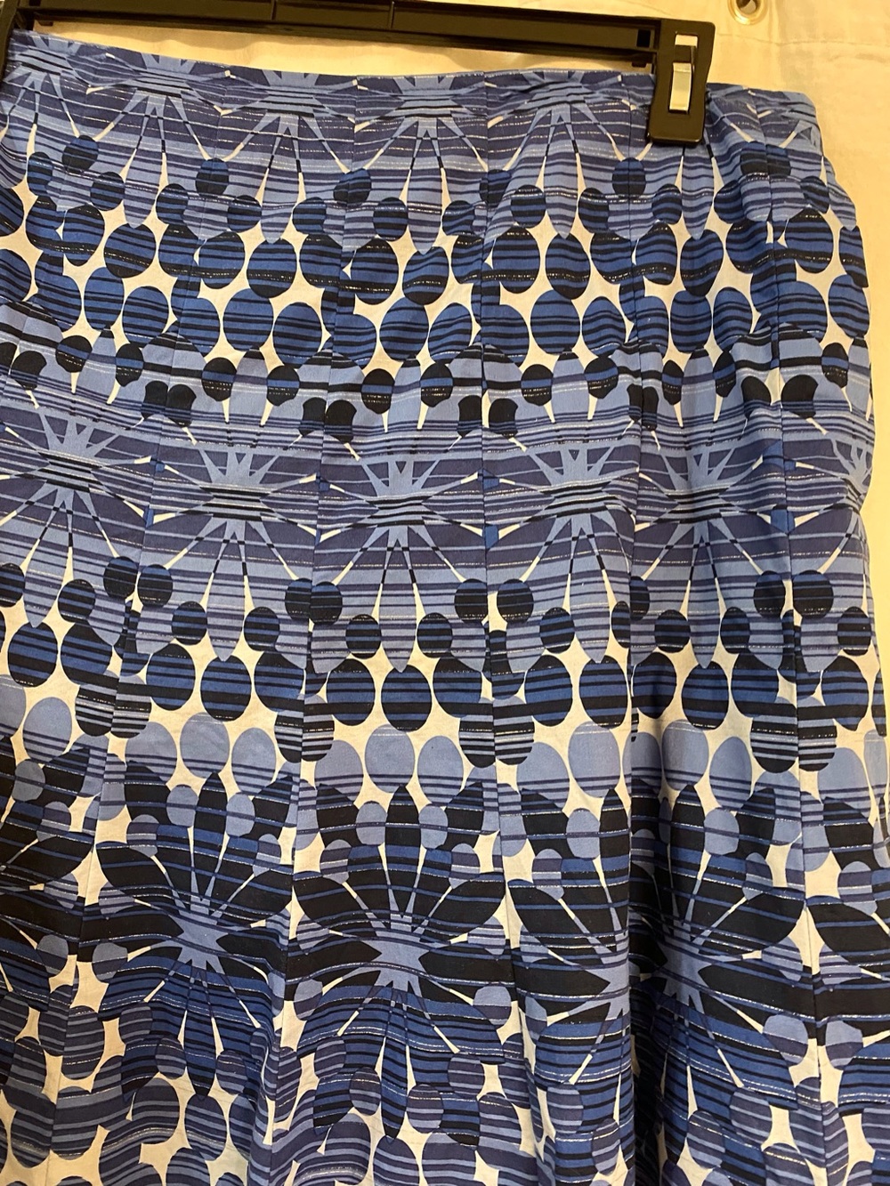 Coldwater Creek Blue & Grey 100% Cotton Skirt. Size XL. Scallop Edge. Lined EUC - Picture 2 of 9